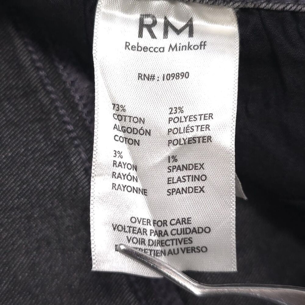 RM REBECCA MINKOF NWOT Gray Stretch Flare Bootcut Jeans Side Stripe Metallic 12 - Picture 11 of 13